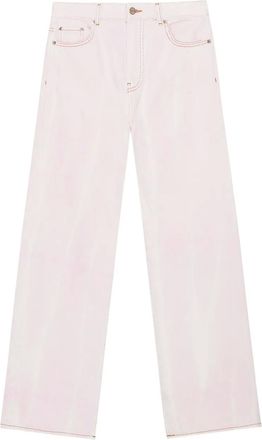 Ganni Jeans con applicazione logo - Rosa