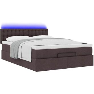 vidaXL Vidaxl - Cama Otomana Con Colch&oacute;n Led Marr&oacute;n Oscuro 140x190 Cm Tela