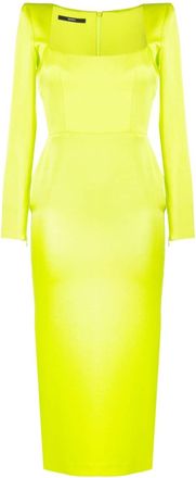 Alex Perry square-neck midi dress - women - Triacetate/Polyester - 12 - Green