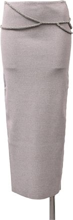 CHRISTOPHER ESBER Embellished Lattice Midi Skirt in Grey Rayon