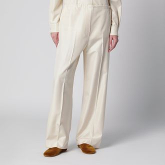 The Row Beta low-rise pajama pants in shantung silk, vanilla