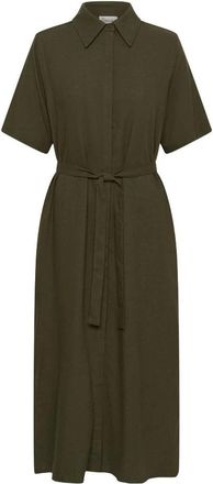 MY ESSENTIAL WARDROBE MWDias SS Boxy Shirtdress - Dames - Shirt Kleedjes - Groen - S - Linnen - Kleedjes