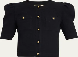 L'agence Allegra Tweed Short-Sleeve Top