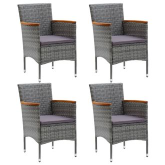 vidaXL Sillas De Comedor Para Jard&iacute;n 4 Unidades Rat&aacute;n Sint&eacute;tico Gris Vidaxl