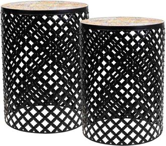 Wanderlust Deco Wanderlust Deco - Set 2 Soportes De Mosaico Y Metal Negros