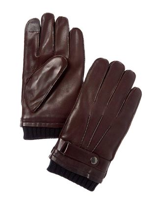 Brooks Brothers Belted Wool-Trim Leather Gloves