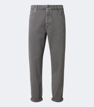 Brunello Cucinelli Leather-trimmed straight jeans