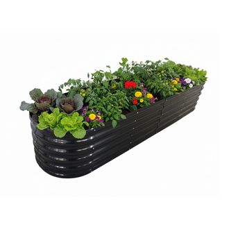 Relaxdays Relaxdays Huerto Elevado, Acero, Xxl, Flores, Plantas Y Verduras, Hxbxt: 45x240x60 Cm, Semicircular, Antracita