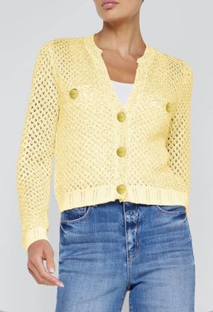 L'agence Blanca Sequin Cardigan In Yellow