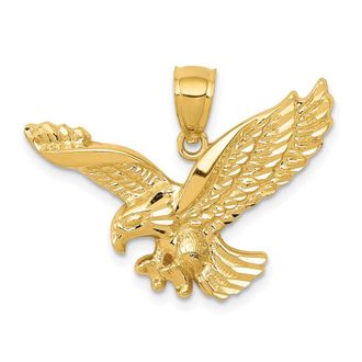 Diamond2Deal 14k Yellow Gold Gold Polished and Textured Eagle Pendant