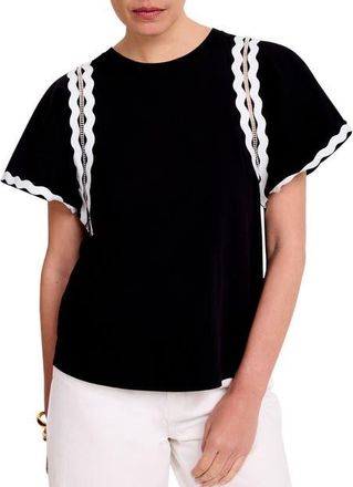 Mint Velvet Ric Rac Trim Cotton Top in Black at Nordstrom, Size X-Small