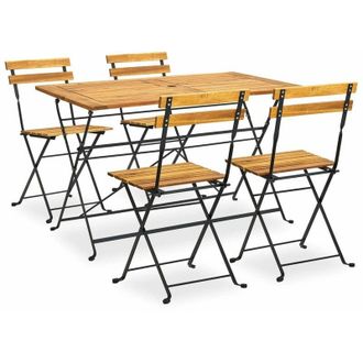 vidaXL 5 Piece Folding Outdoor Dining Set Solid Acacia Wood Vidaxl