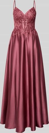 Luxuar Luxuar Corsagenkleid mit Stitchings und Ziersteinbesatz in Rostrot, Gr&ouml;&szlig;e 32