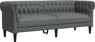 vidaXL Sof&aacute; Chesterfield De 3 Plazas Tela Gris Oscuro Vidaxl
