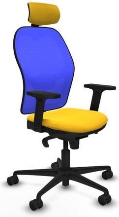 Piqueras y Crespo Piqueras Y Crespo - Jorquera Sincro Malla Azul Similpiel Amarillo Brazos 2d Base Nailon Cabecero 2d Ruedas 65mm Nailon