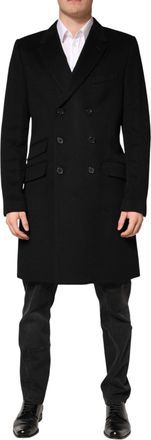 Dolce & Gabbana Mens Black Wool Double Breasted Trenchcoat Jacket Cashmere Clothing
