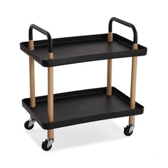 VERSA Mueble de ba&ntilde;o con 2 estantes en metal y pl&aacute;stico negro y marr&oacute;n