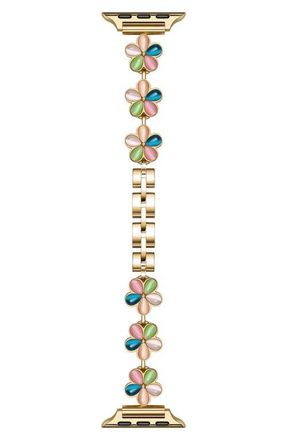 Posh Tech June Flower Bracelet Apple Watch Watchband in Gold Multi at Nordstrom, Size 38 Mm