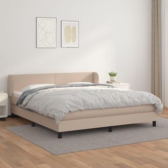 vidaXL Vidaxl - Cama Box Spring Con Colch&oacute;n Cuero Sint&eacute;tico Capuchino 180x200cm