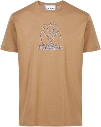 Iceberg T-shirt met geprinte en geborduurde Beer - Heren - T-shirts - Bruin - 2XL - Tops