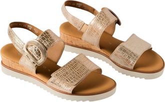 Gabor Womens Wedge Slingback Sandal In Platino Gold