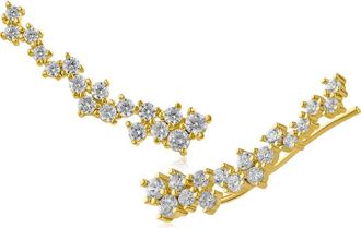 Kenneth Jay Lane Scattered Round Cubic Zirconia Ear Crawlers in Clear Gold at Nordstrom Rack