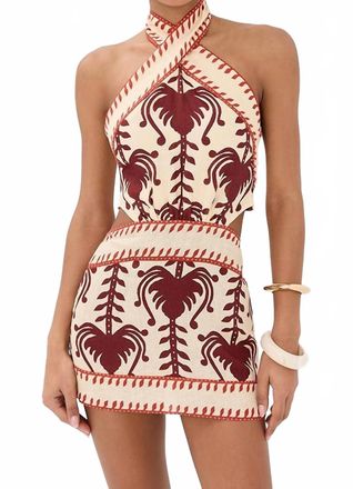 Johanna Ortiz Tide Strength Dress In Ecru/ Marsala