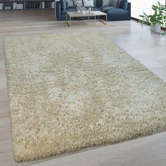 Paco Home Paco Home Alfombra De Sal&oacute;n Pelo Largo Lavable Shaggy Estilo Flokati Monocolor En Beige 200x280 Cm