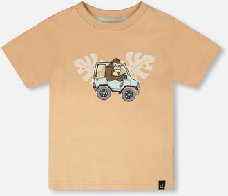 Deux par Deux Organic Cotton Gorilla Print Short Sleeve T-Shirt in Beige at Nordstrom, Size 24M