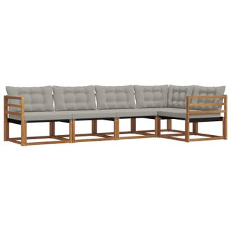 vidaXL Conjunto De Sof&aacute;s De Exterior 5 Pcs Gris Natural Y Claro Vidaxl