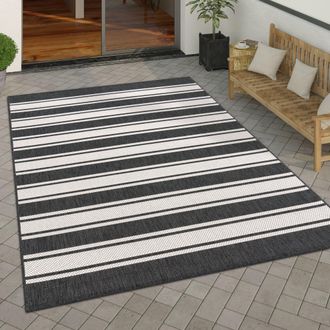 Paco Home Paco Home Alfombra Interior Y Exterior Balcon Terraza Alfombra Cocina Moderna Dibujo Geometrico Motivo Abstract 200x280 Cm, Antracita-blanco