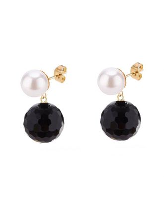 Liv Oliver 18K Plated 24.75 Ct. Tw. Onyx 6Mm Earrings