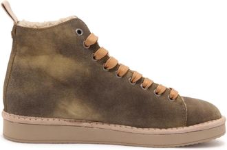 Panchic Eco-Fur Washed Suede Slip-On Schoenen - Dames - Sneakers - Groen - 39 EU - Su&egrave;de - Schoenen