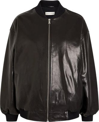 Nour Hammour Marley leather bomber jacket - Black