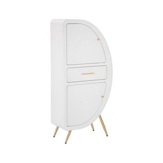 Dmora Dmora - Aparador Tellier, Buf&eacute; De Sal&oacute;n, Aparador De Sal&oacute;n, Despensa De Cocina, 60x32 H133 Cm, Blanco Y Oro