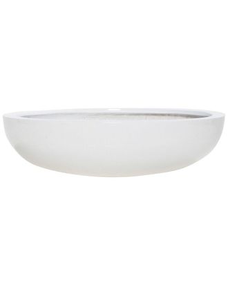 Creative Displays Inc. Outdoor Glossy Round White Fiberstone Planter