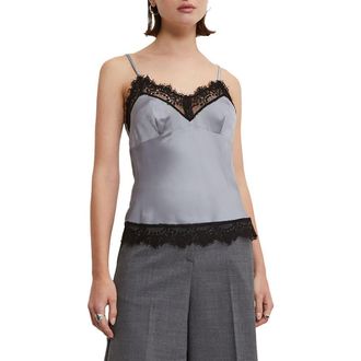ottod'Ame Viscose Top With Lace in Grey at Nordstrom, Size 48 It
