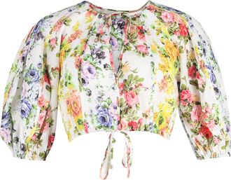 Zimmermann Floral Cropped Top in Multicolor Cotton