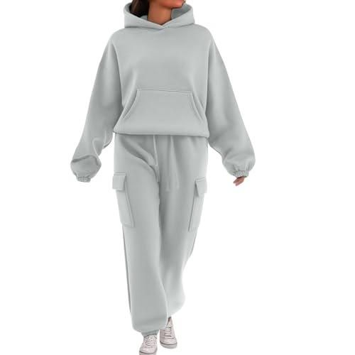 Pantalon Survêtement Femme Ensemble En Velours Femme Deux Pièces Sweat à Capuche Et Pantalon De Sport Hiver Tenue Chic Et Elegant Survetement Jogging Vêtement Pyjama Loungewear Set Casual Outfit A09