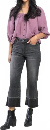 Judy Blue Womens Kiana Leased Hem Wide Leg Crop Jeans In Grey