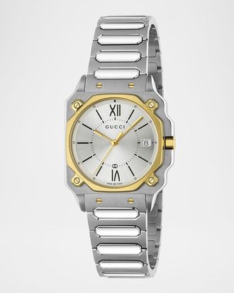 Gucci Two-Tone Stainless Steel G-Flat 30mm Bracelet Watch