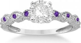 Allurez Vintage Marquise Amethyst Engagement Ring Platinum (0.18ct)