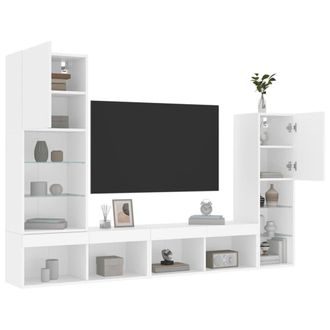 Berkfield Home 4 Piece TV Wall Units with LED White Engineered Wood