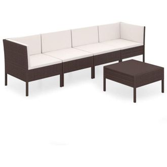 vidaXL 5 Pcs Garden Lounge Set Con Coj&iacute;n Mimbre Pe Brown