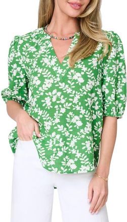 Gibsonlook Meadow Print Puff Sleeve Top in Green Trellis at Nordstrom, Size X-Large