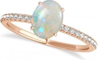Allurez Opal & Diamond Accented Oval Shape Engagement Ring 18k Rose Gold (1.00ct)