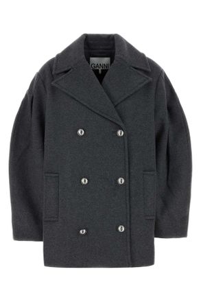 Ganni Grey Wool Blend Coat