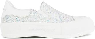Alexander McQueen Glitter Slip On Sneakers - Dames - Sneakers - Wit - 38 EU - Leer - Schoenen