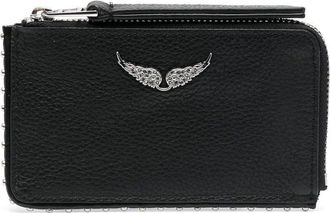 Zadig&Voltaire wing-plaque compact wallet - women - Calf Leather/Cotton - One Size - Black
