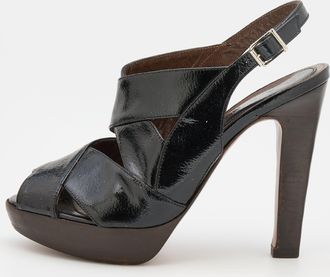 Marni Black Patent Leather Slingback Platform Sandals